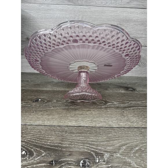 Vintage Gorham Emily's Attic Collection Pink 13” Footed Cake Plate Stand hobnail - Picture 5 of 11